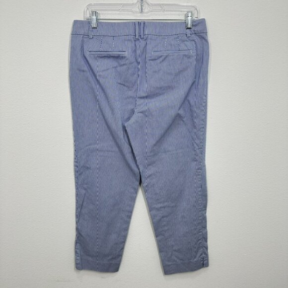 Talbots The Perfect Crop Size 10 Blue White Micro Striped Classic Pants Career - Picture 5 of 6